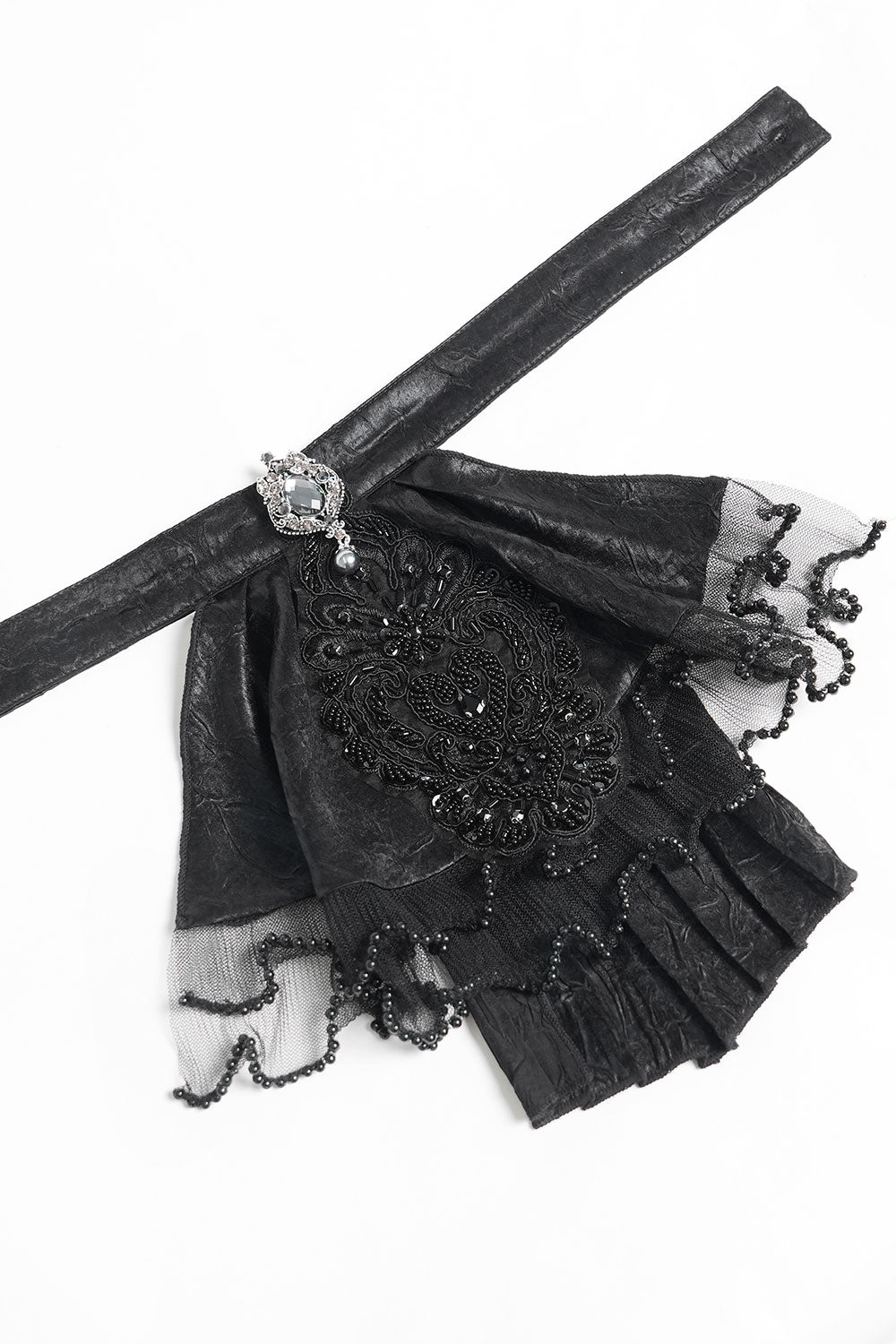Beaded black goth jabot