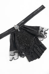 Beaded black goth jabot
