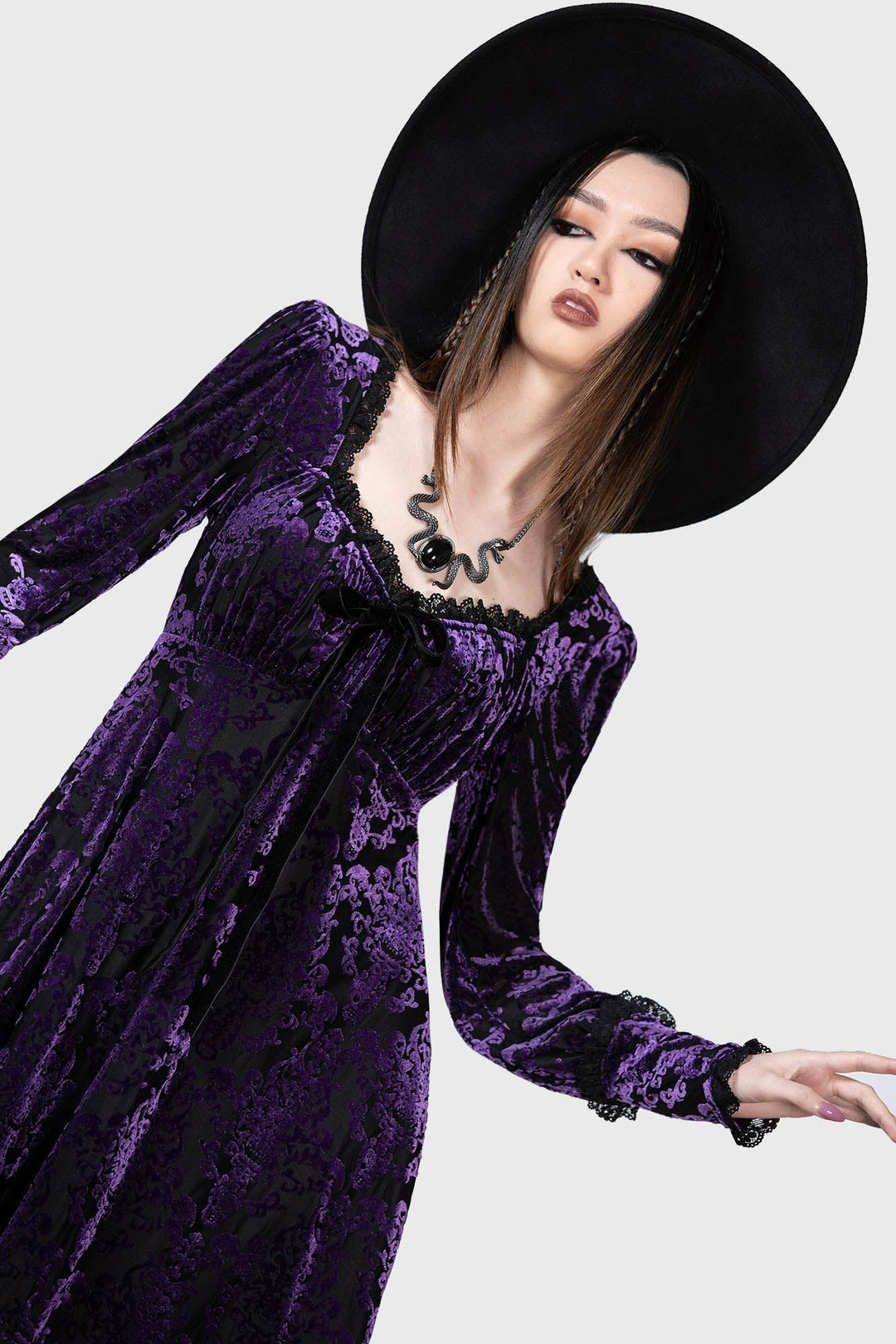 sweetheart neckline purple cottagecore dress