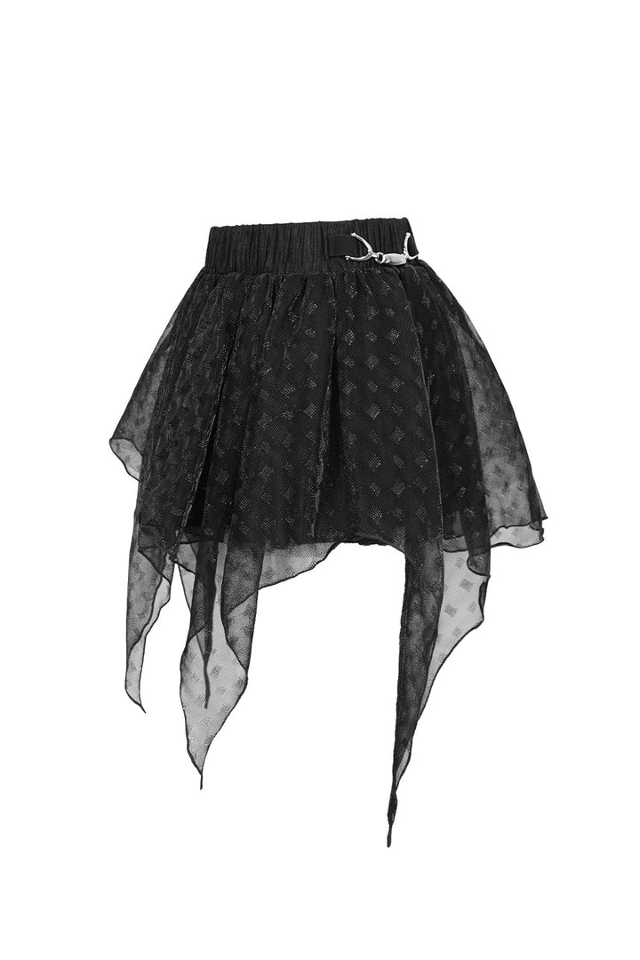 Goth skirt with buckles and asymmetrical hem