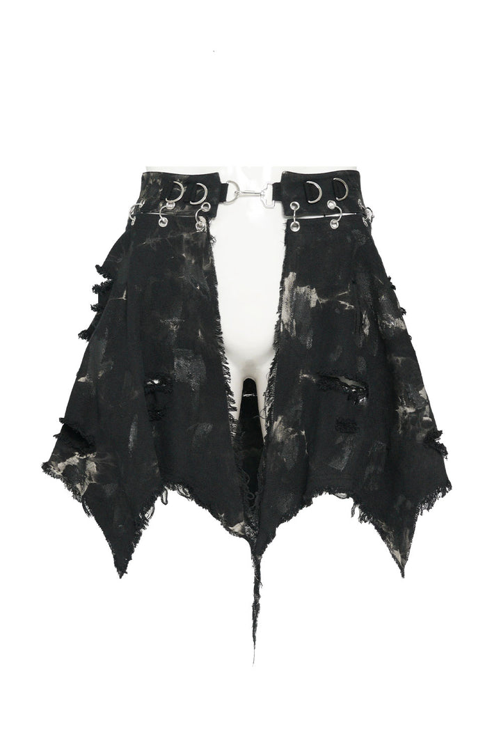 Black distressed skirt for men