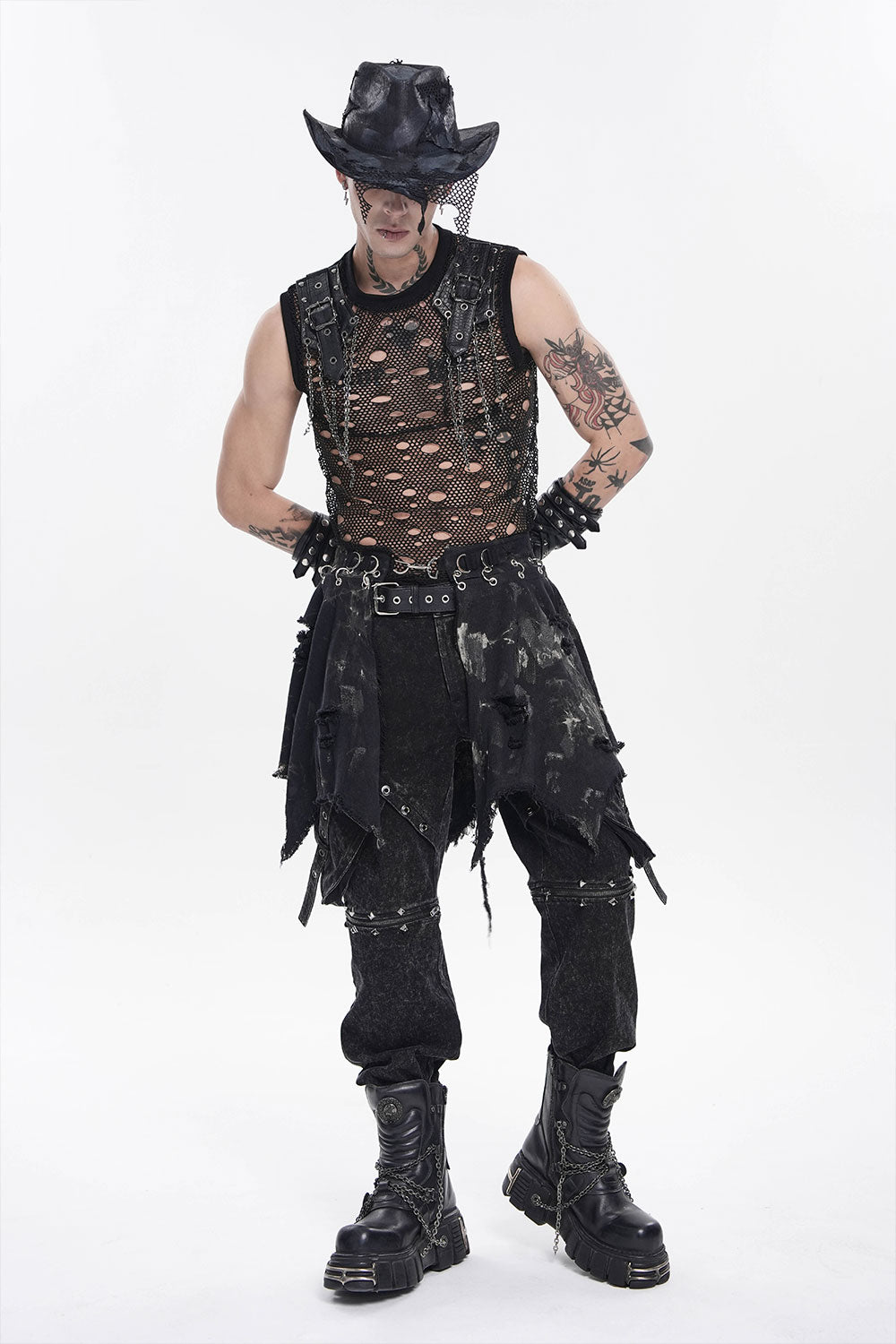 Mens skirt with asymmetrical hem
