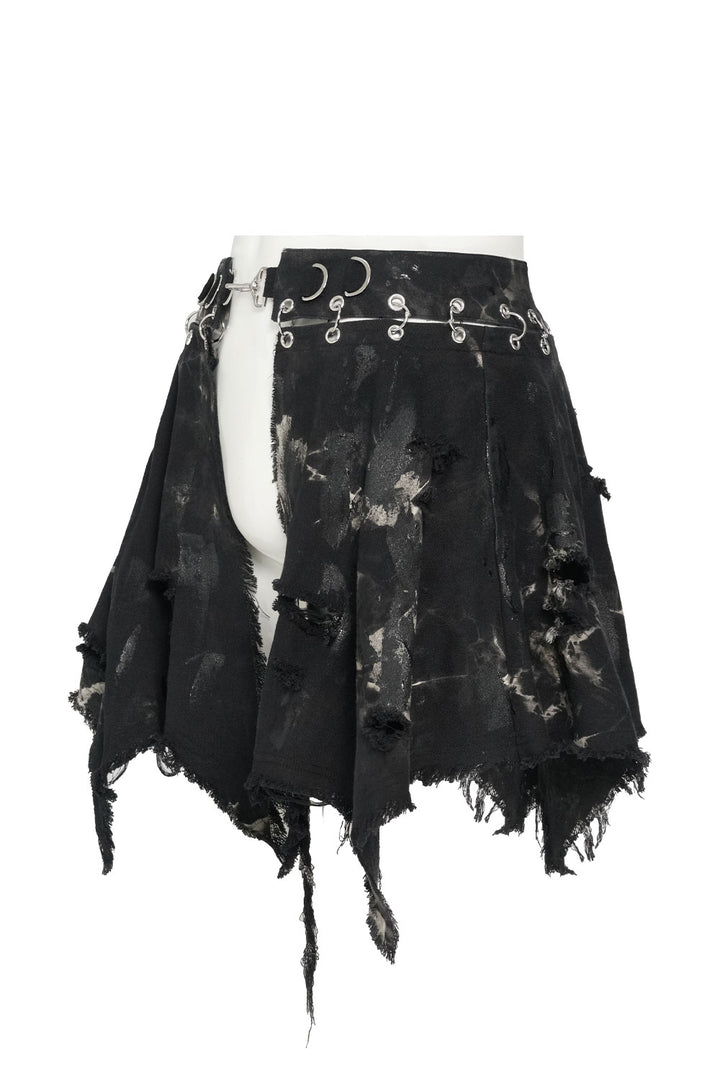 Mens skirt with asymmetrical hem and ripped edges