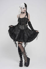 Cute goth skirt with lace and buckles