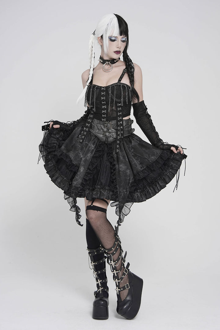 Cute goth skirt with lace and buckles