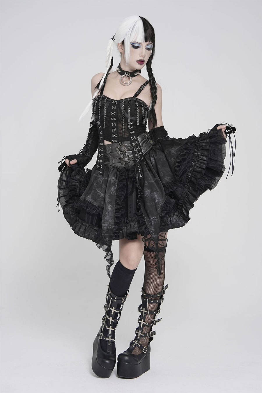 Goth skirt with lace and mesh detail
