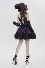 Lace corset top dress with ruffles