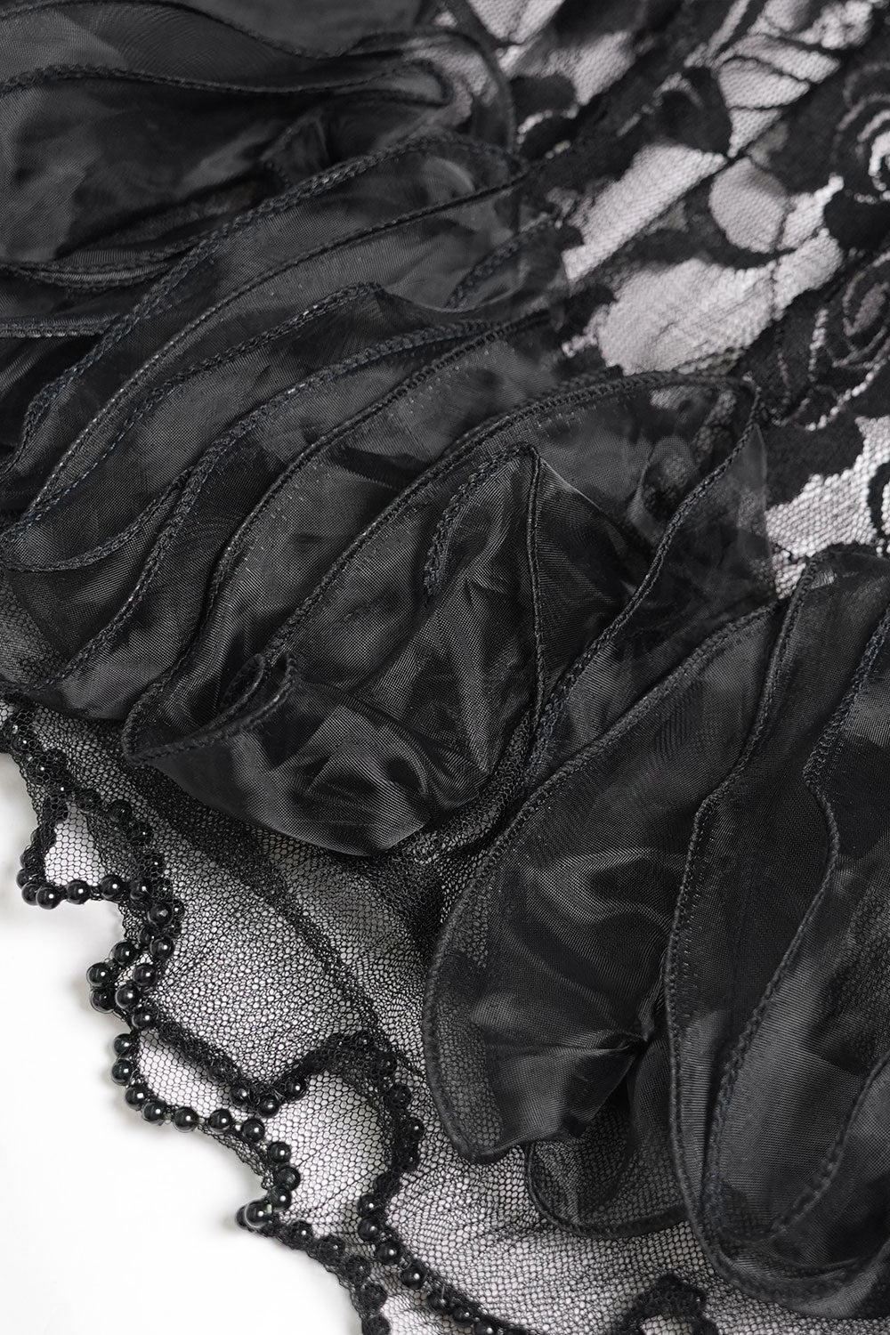 Lace and ruffle purple black dress