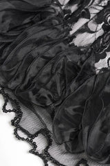 Lace and ruffle purple black dress