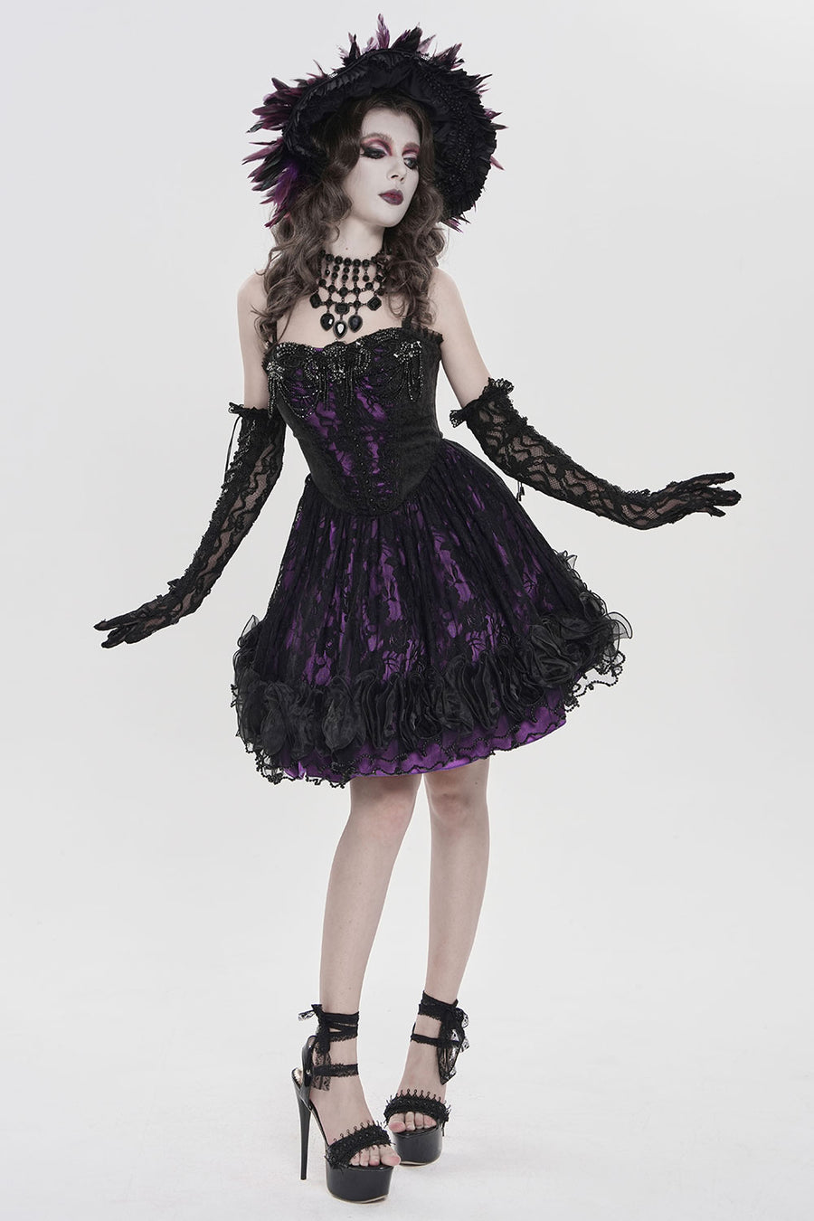 Purple black gothic fashion dress