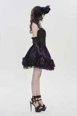 Purple black lace rockabilly dress
