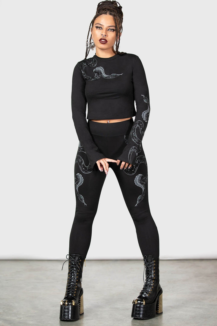 womens high waisted leggings with snake print