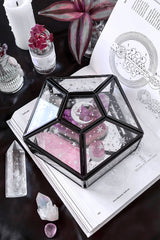 Caja de cristal con luz de estrellas