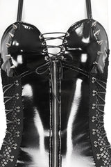 Womens punk bodysuit with spikes and mesh detail