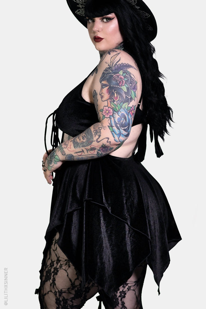 black velvet goth dress