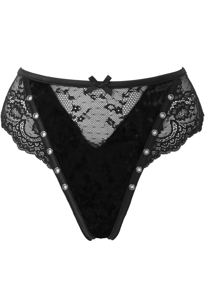 womens lace velvet underwear with a ribbon bow
