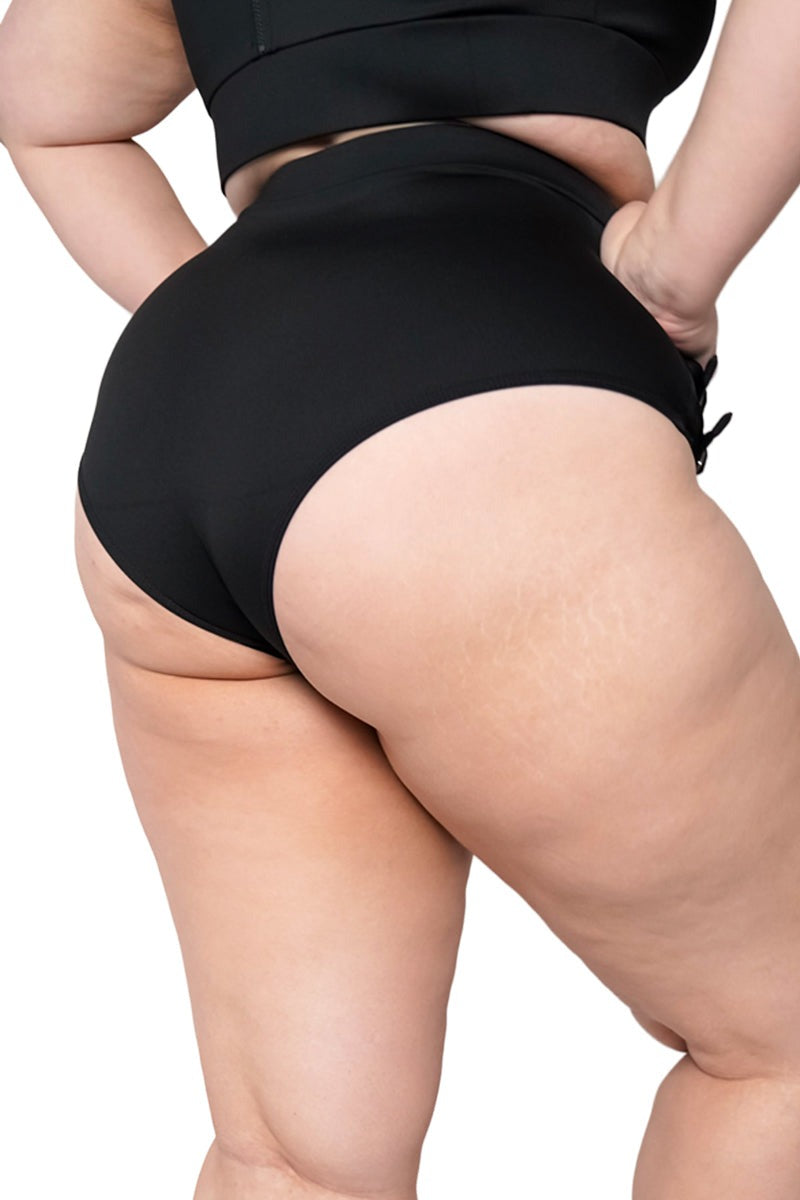 fishnet buckled high-waisted gothic bikini bottoms 
