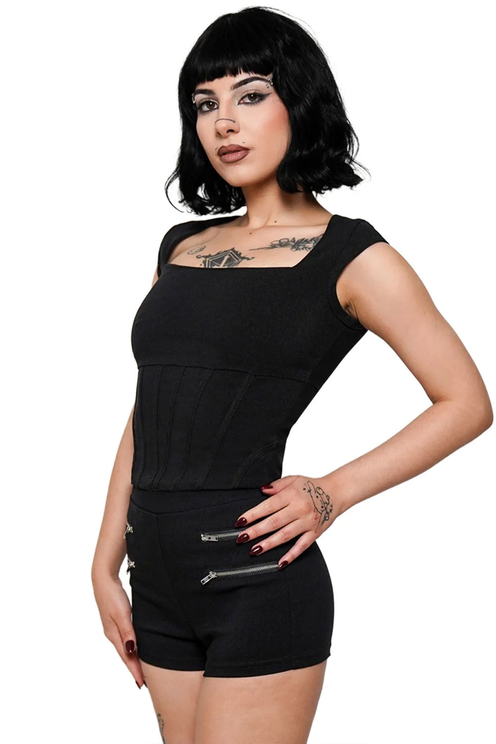 Short sleeve womens top in black from Forest Ink