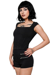Short sleeve womens top in black from Forest Ink
