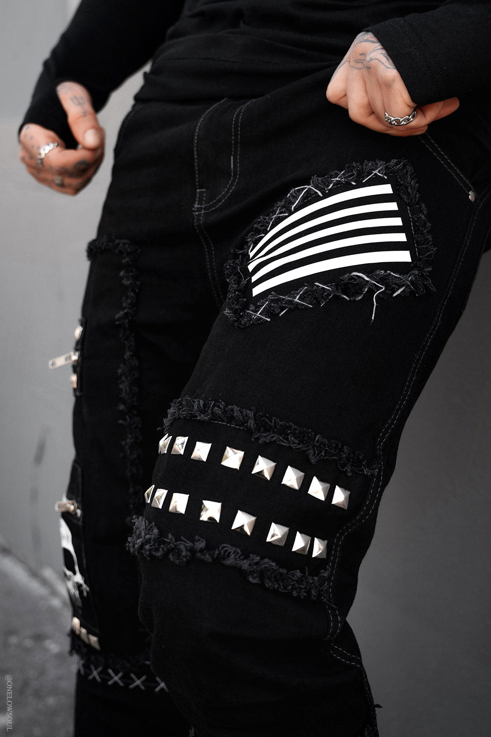 plus size mens punk studded pants