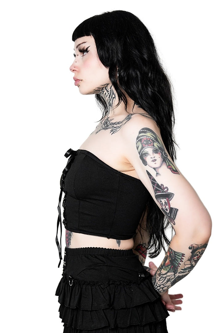 womens black crop top by forest ink