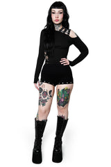 womens high-waisted emo shorts by forest ink