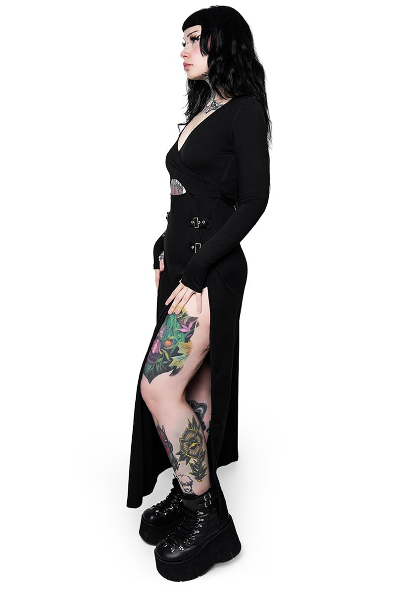 leg slit gothic gown