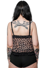 leopard animal print flared open front halter top