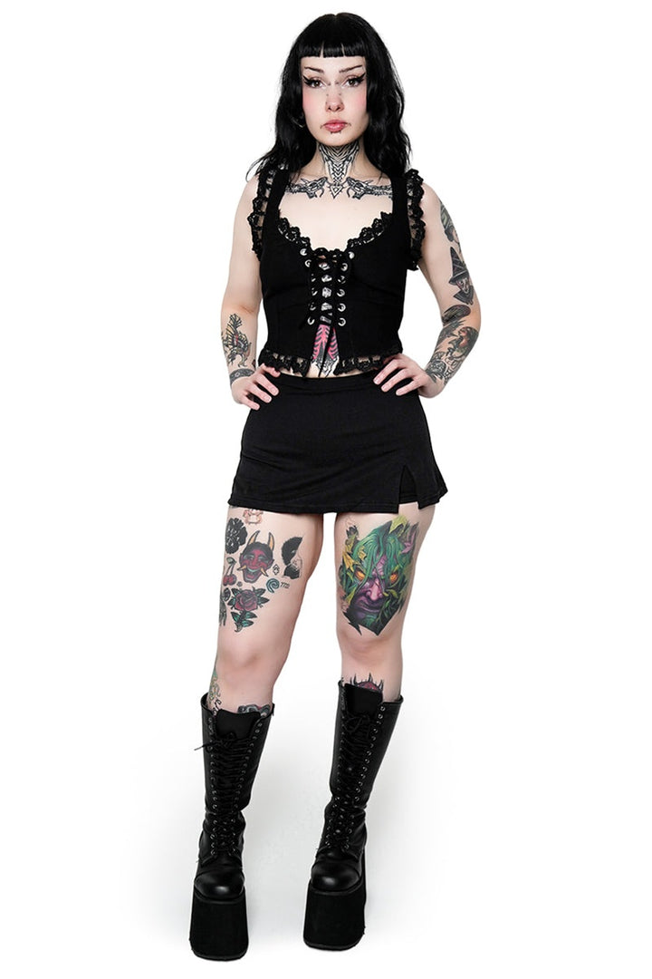 womens black skort with built-in shorts