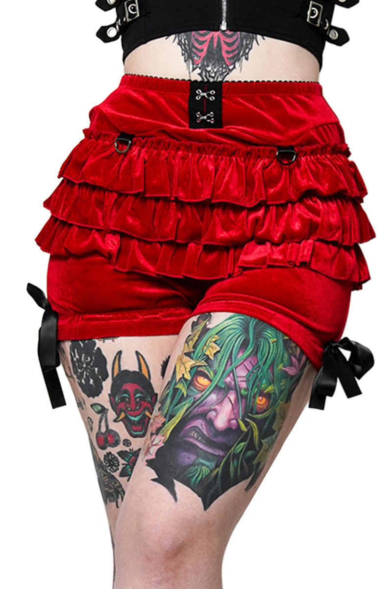 womens high waisted ruffle velvet bloomers