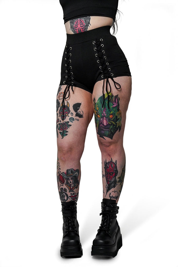 womens high waisted gothic shorts by groovy things