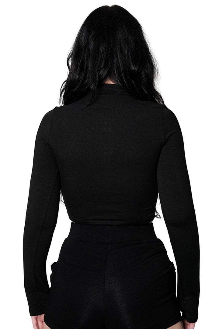 high collar gothic long sleeve top