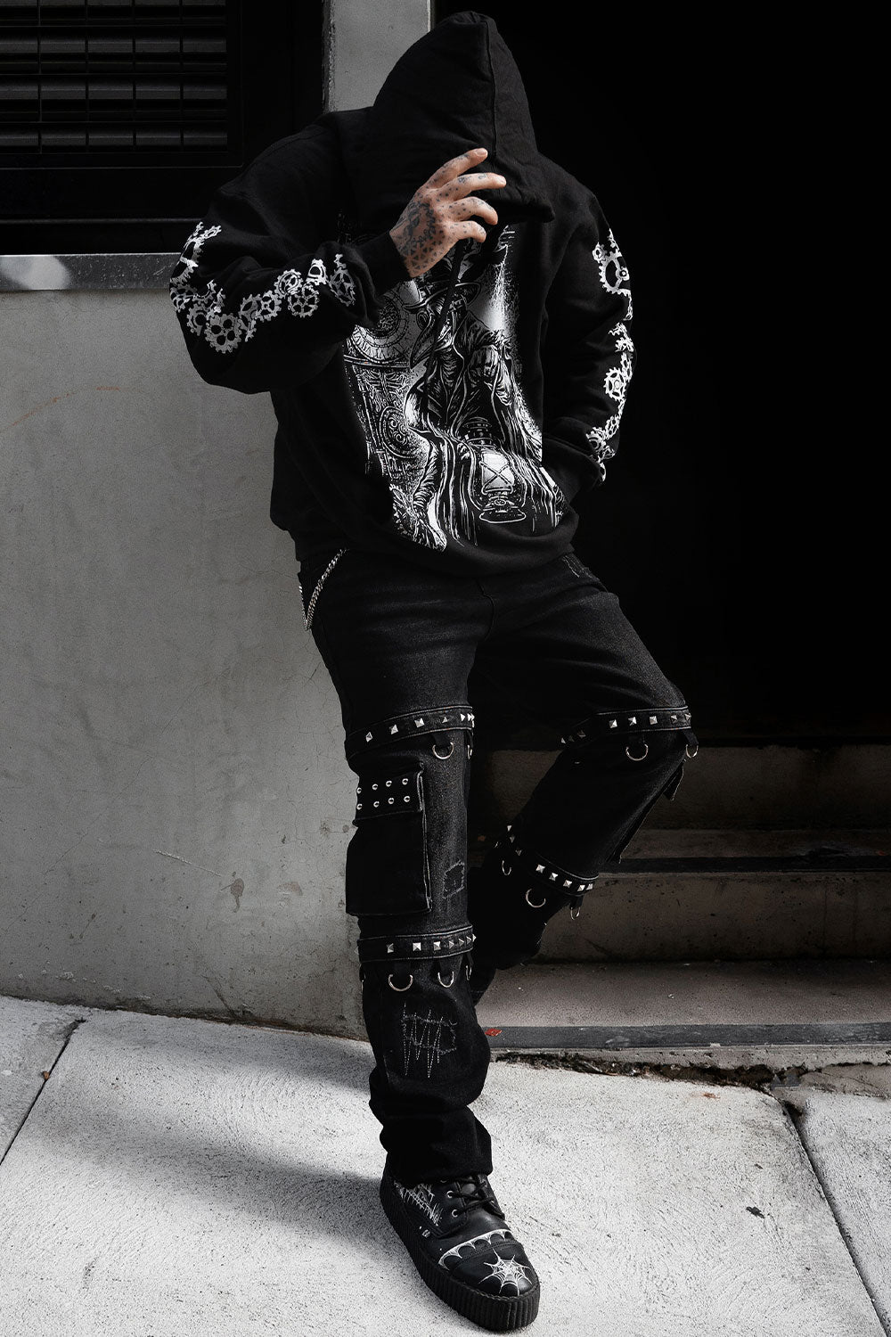 cargo pocket studded mens pants