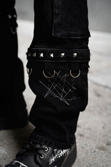 black denim gothic trousers for men