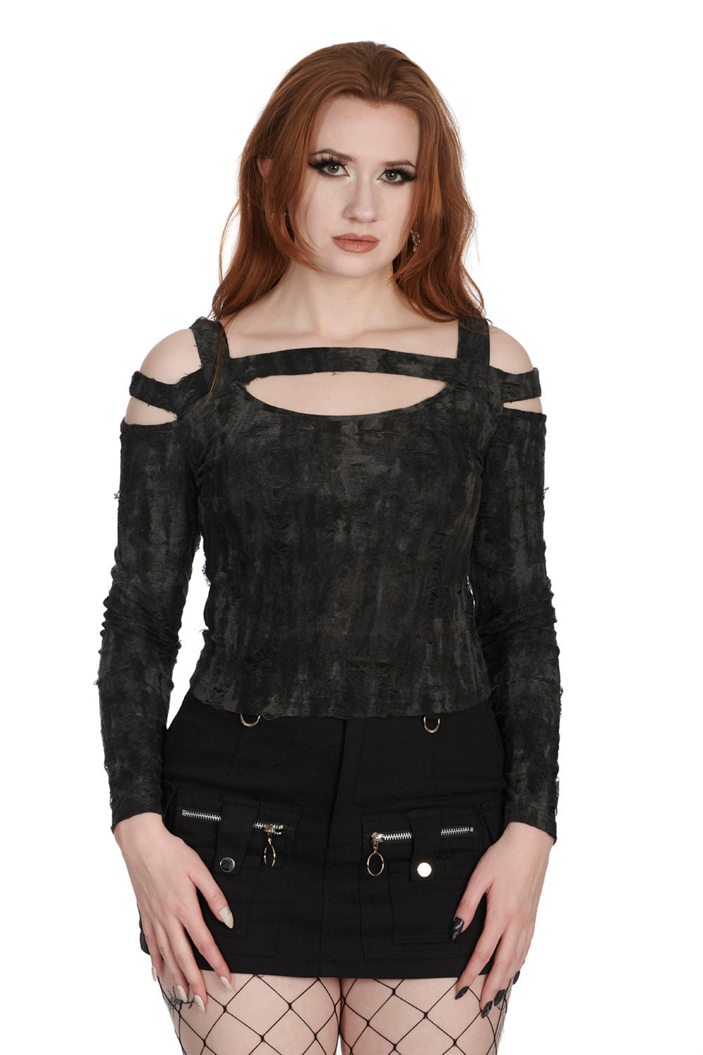 womens off the shoulder grunge goth top