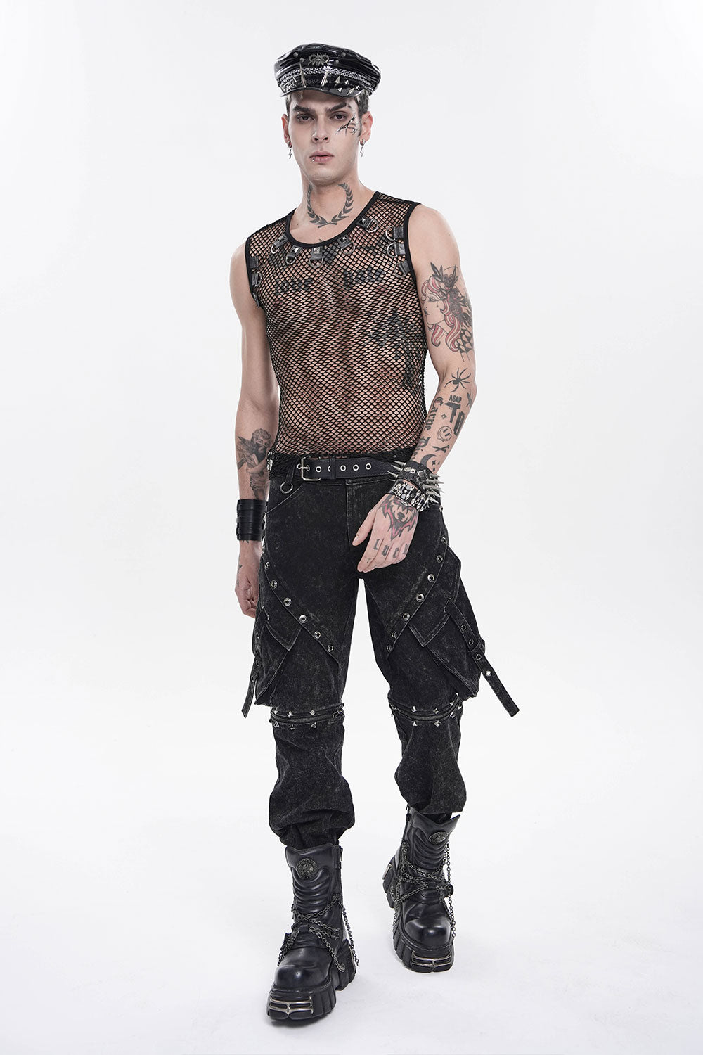 punk mens fishnet top
