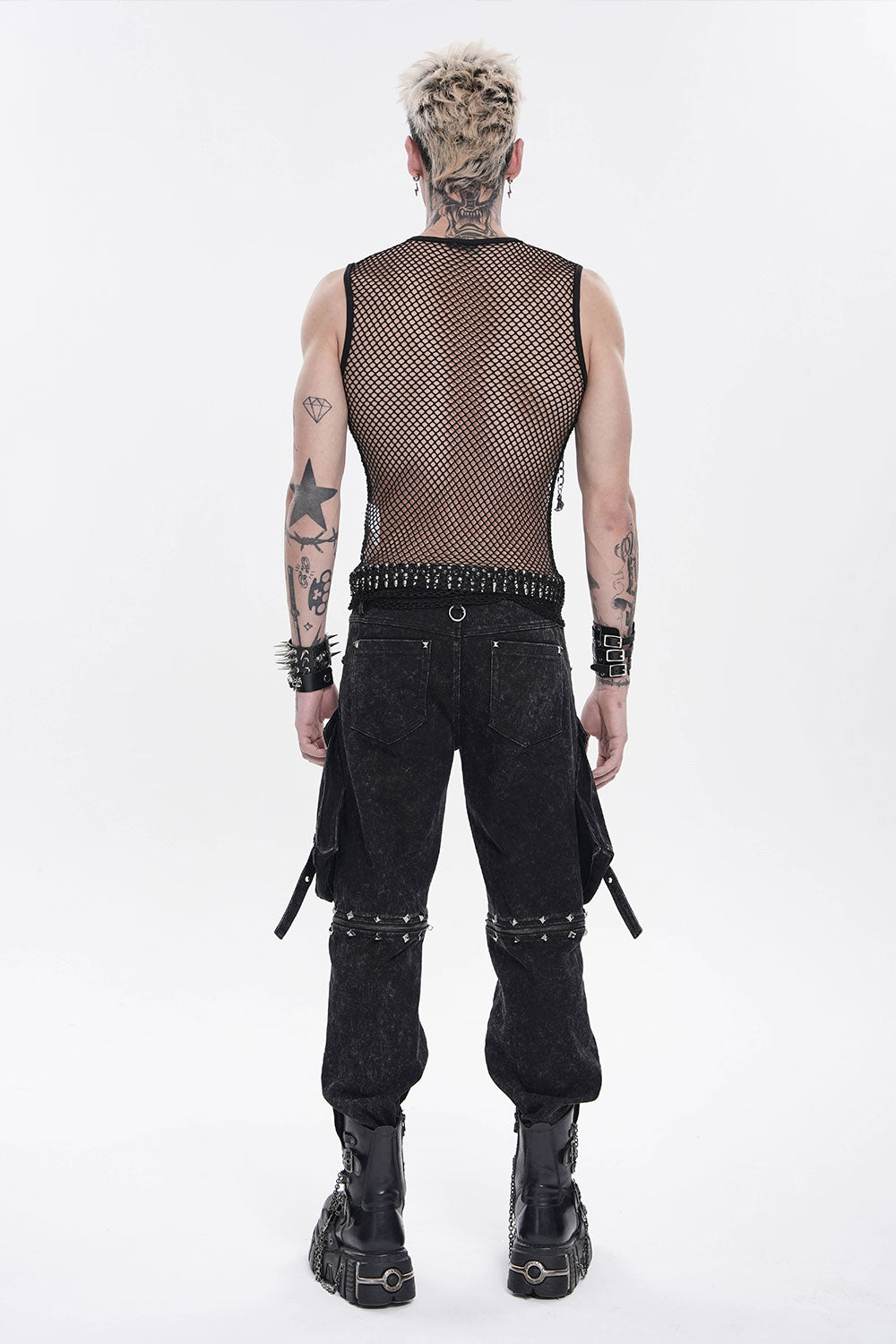 Devil Fashion mens plush size fishnet top