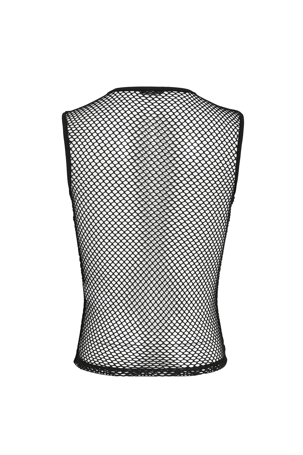 Devil Fashion mens fishnet shirt with chains