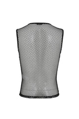 Devil Fashion mens fishnet shirt with chains