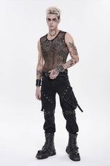 Mens fishnet top with chains