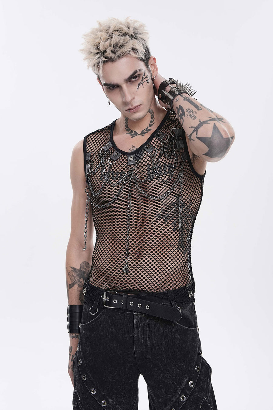 Mens fishnet tank top