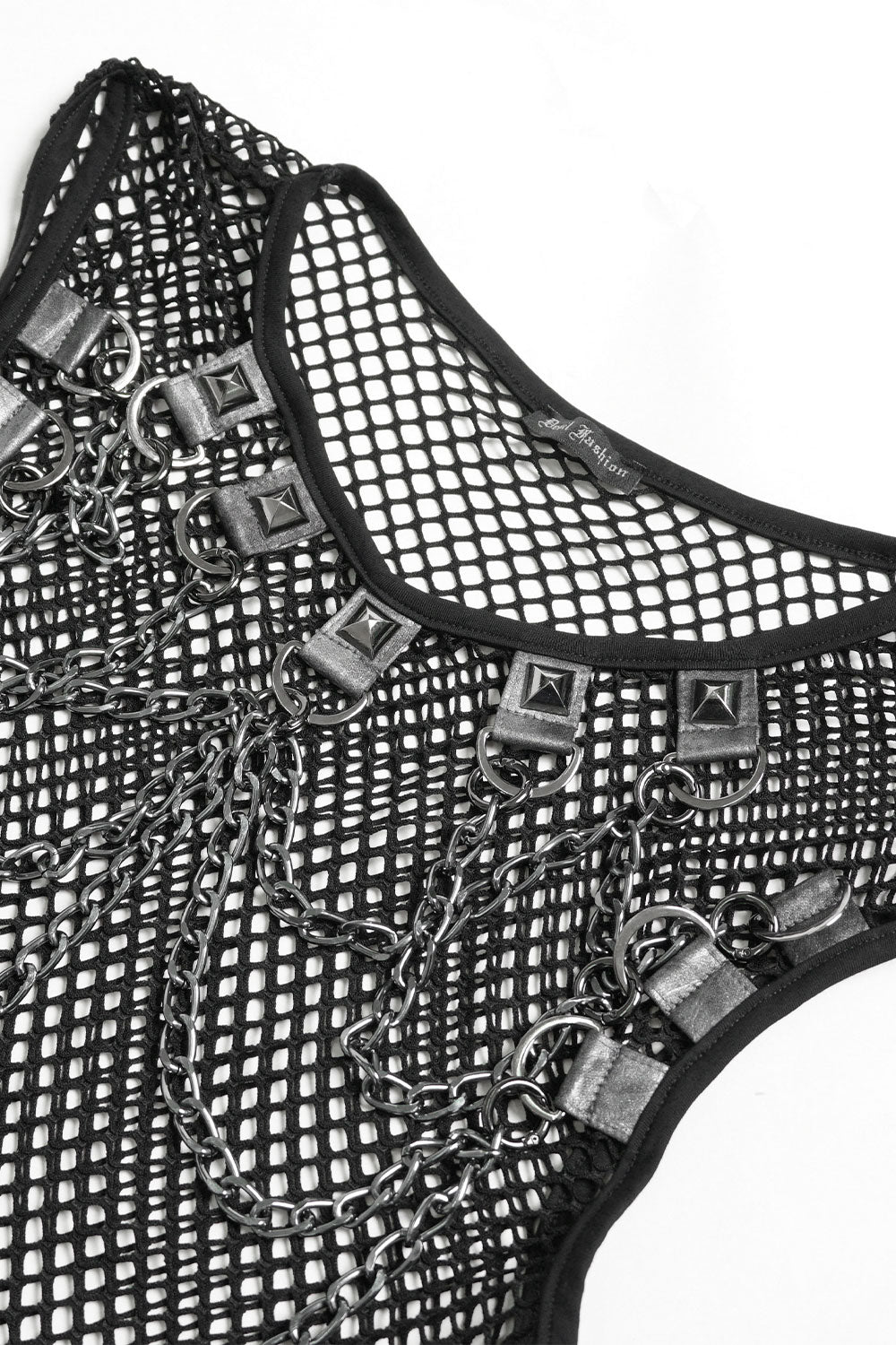 Devil Fashion mens black fishnet top