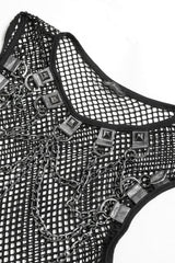Devil Fashion mens black fishnet top