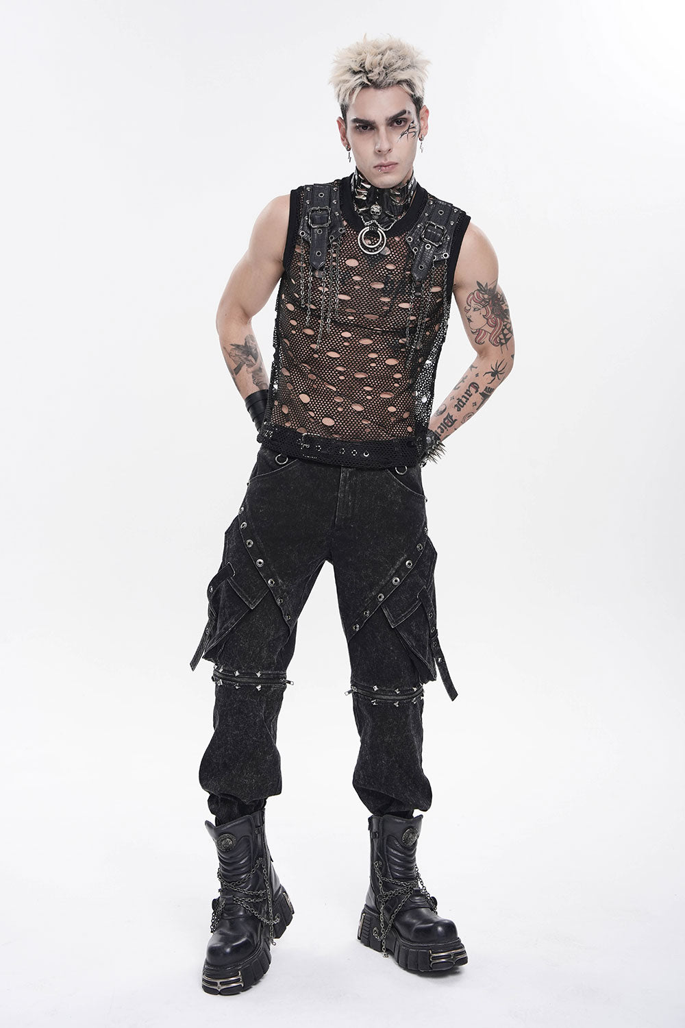 Mens tank top with chain detail