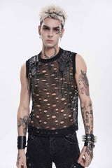 Mens punk fishnet tank top