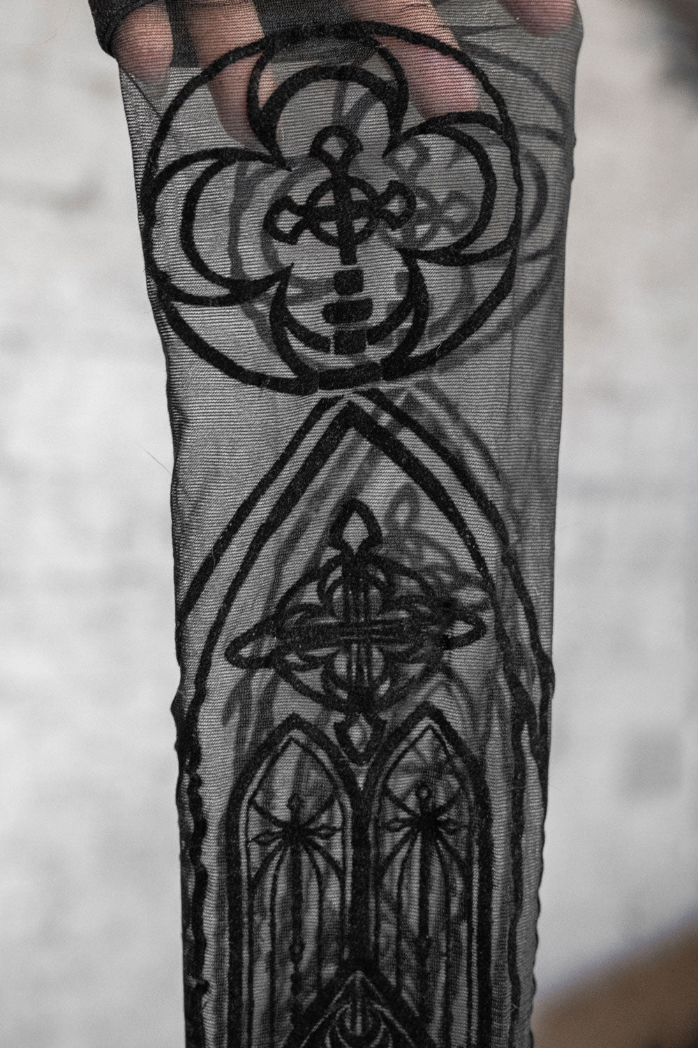 opaque gothic cathedral thigh high tights
