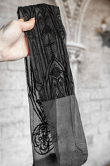 gothic flocked gothic cathedral thigh high tights