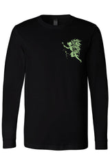 Creepy goth tinkerbell graphic on long sleeve black shirt