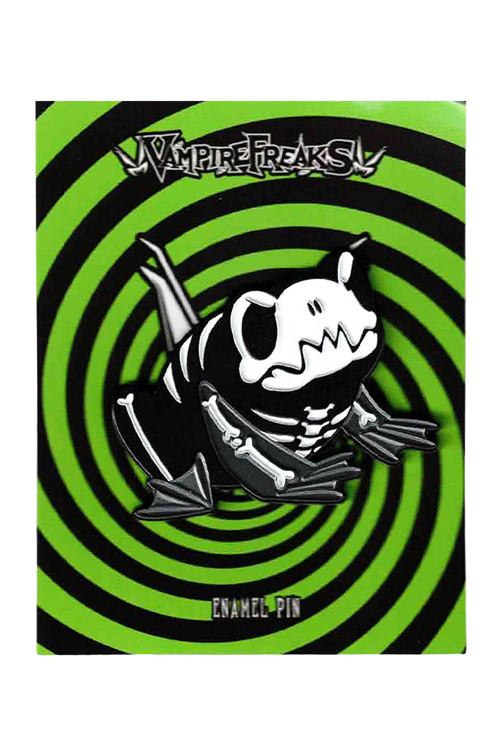 spooky skeleton frog enamel pin