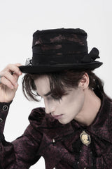 Mens Victorian goth hand painted black top hat